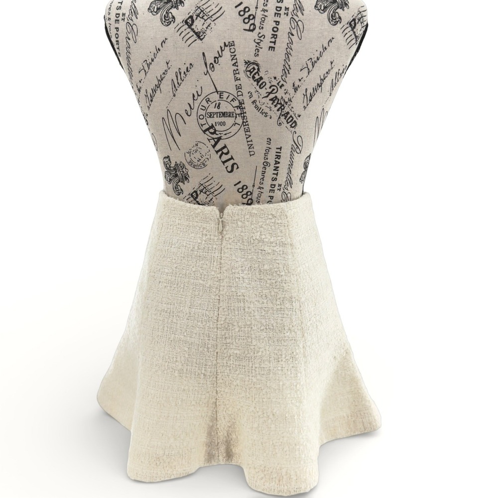 ASTR The Label S Cream Tweed Flared Mini Skirt Boucle Skater Style Preppy Chic - Picture 2 of 12